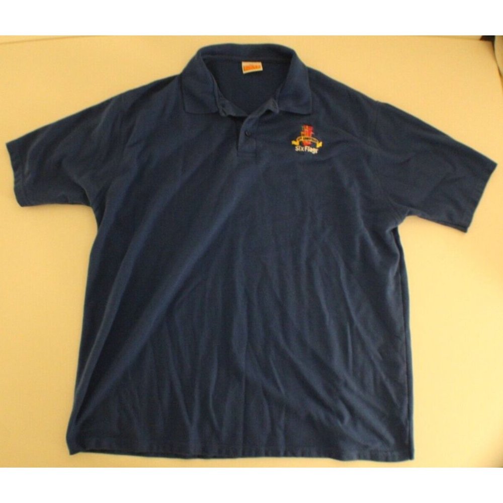 Six Flags 45th Anniversary Polo - Embroidered Logo - Size 2XL